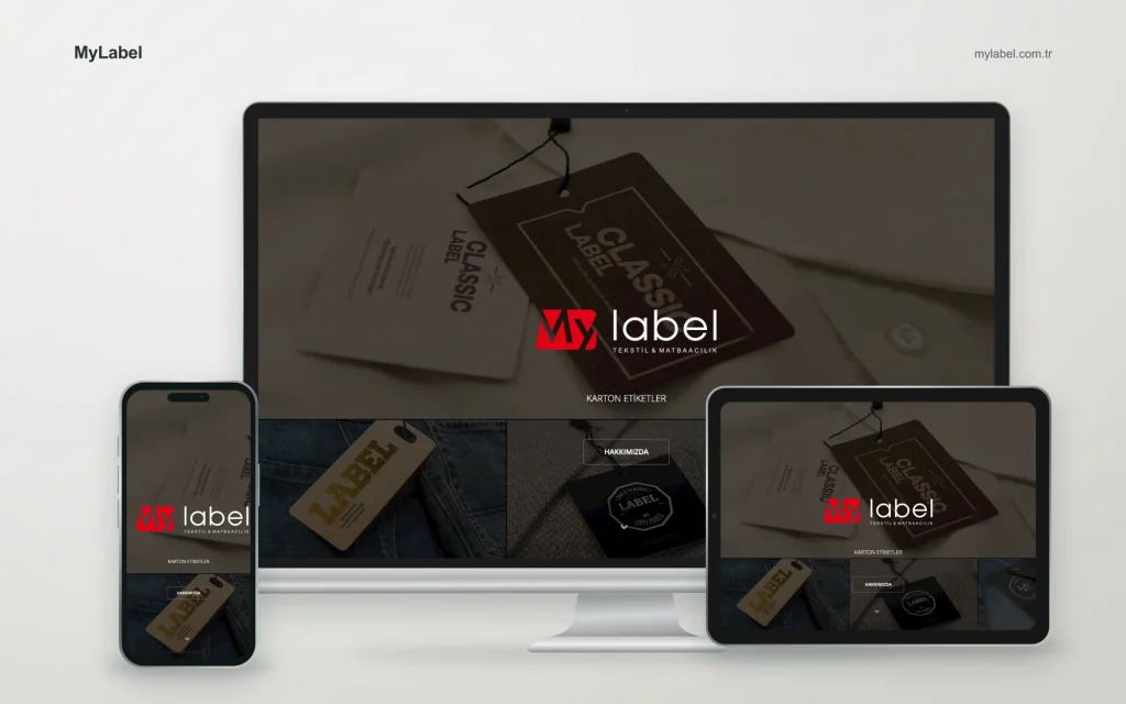 MyLabel web sitesinin masaüstü, tablet ve mobil cihazlardaki görünümü