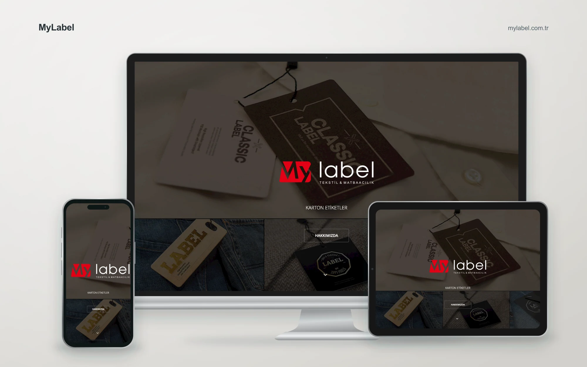 MyLabel web sitesinin masaüstü, tablet ve mobil cihazlardaki görünümü